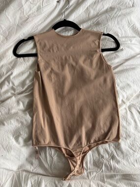 SKIMS Sleeveless Nude/Taupe Bodysuit — High Crew Neck